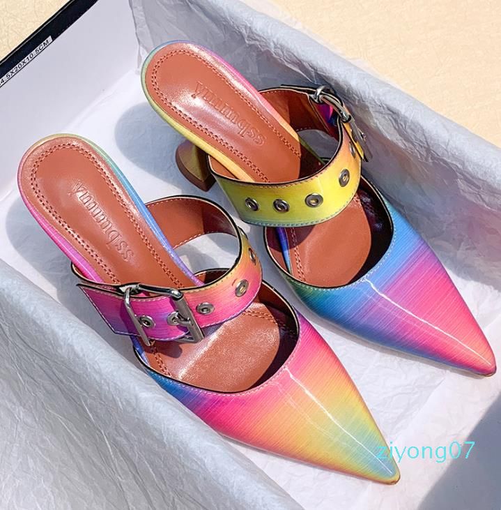 colorful mules shoes