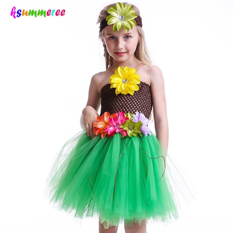 Compra Vestidos De La Niña Vestido De Tutú De Hierba Hawaiian De Lirio De  Verano Con Diadema Para Niñas Vacaciones De Vacaciones Traje De La Flor De  Los Niños Princesa Tulle Ropa