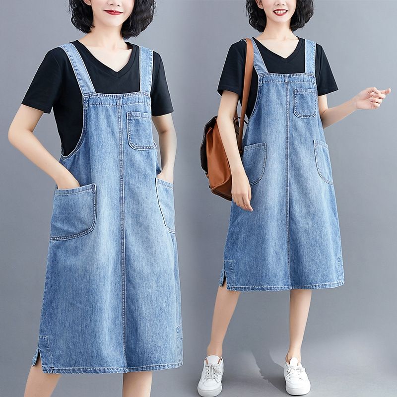 denim suspender skirt dress
