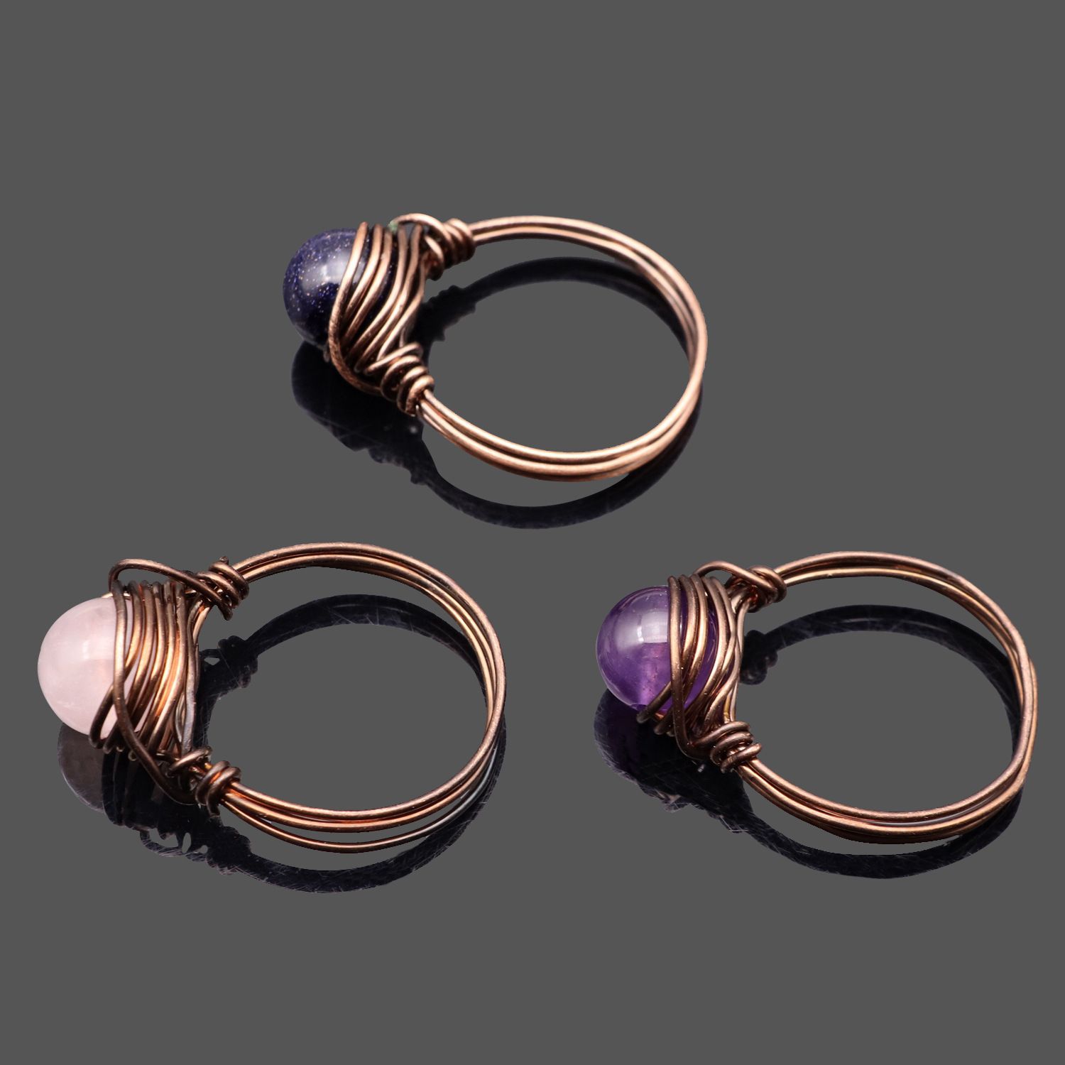 natural stone wire wrapped rings Wire wrapped