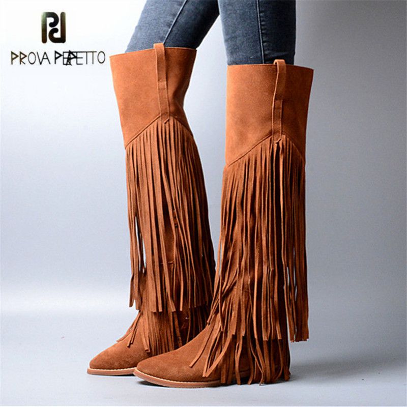Knee high boots with tassels Clearance
