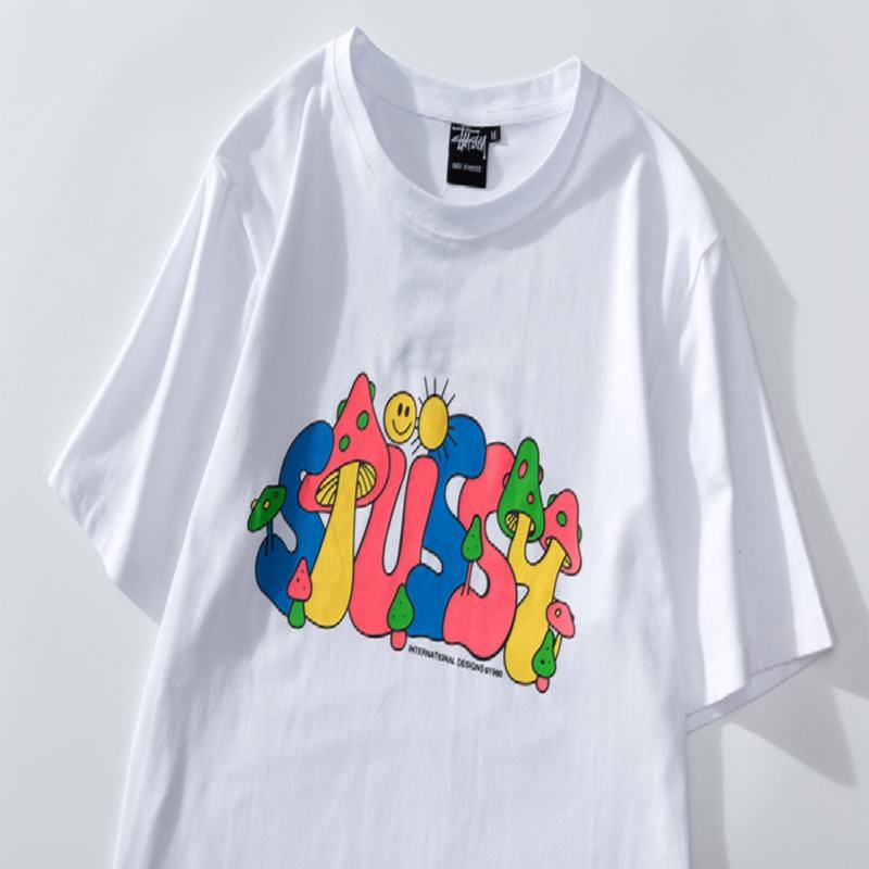 Stussy Mushroom Letter Printed Cotton 