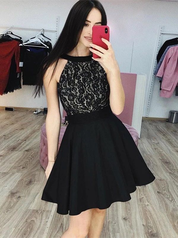 Vestidos Cortos Negros Fiesta De Bienvenida 2021 Sexy Vestido Sin Espalda De Raso Una Línea De Vestido De Cóctel Vestidos De Mini Vestido Del Cordón Más Tamaño AL7024 De 64,36 € | DHgate