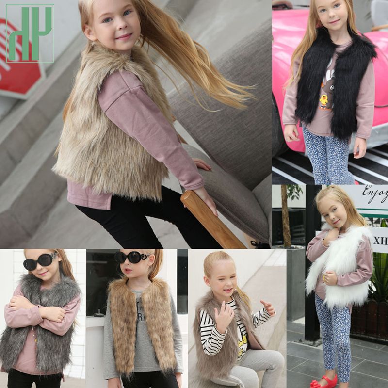 Toddler Kids Girls Faux Fur Vest Gilet Winter Waistcoat Coat Bodywarmer Jacket