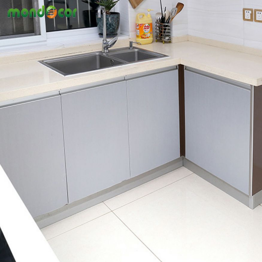 Pvc Self Adhesive Wallpaper Kitchen Cabinet Furniture Renovation Stickers Waterproof Metal Brushed Silver Wall Coverings Decals Wallpaperss Wallpapert From Good Co Ltd 40 98 Dhgate Com