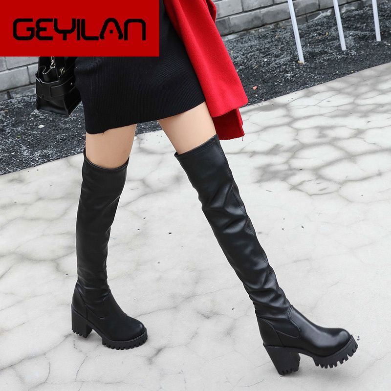 ladies thigh high leather boots