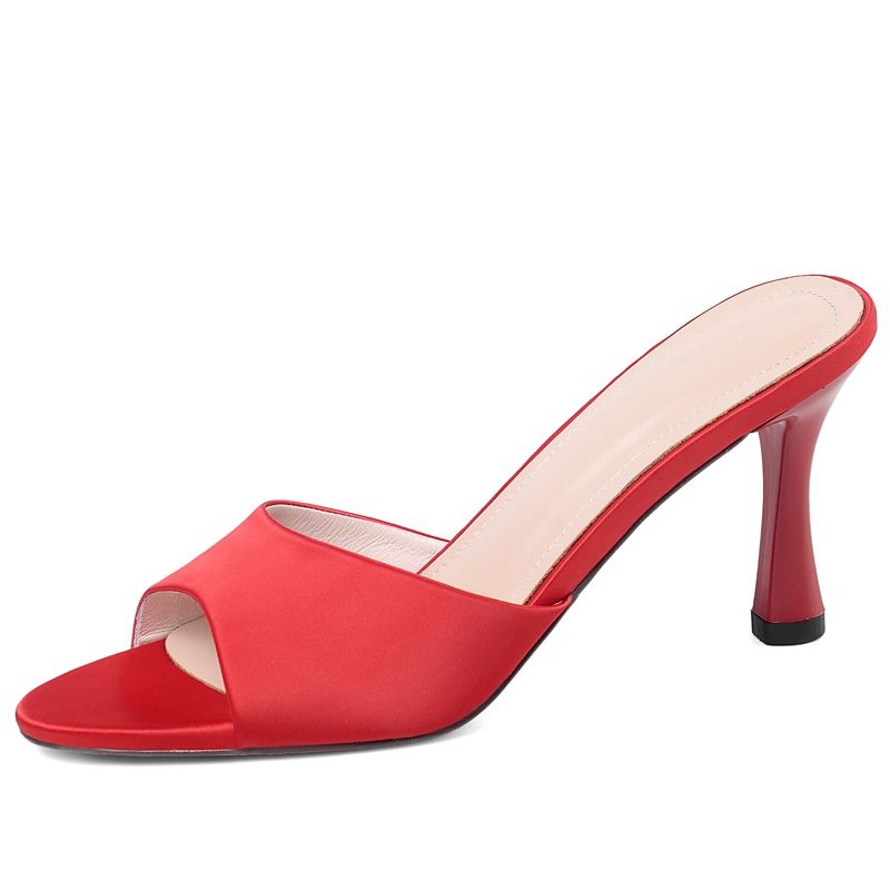 red high heel slides