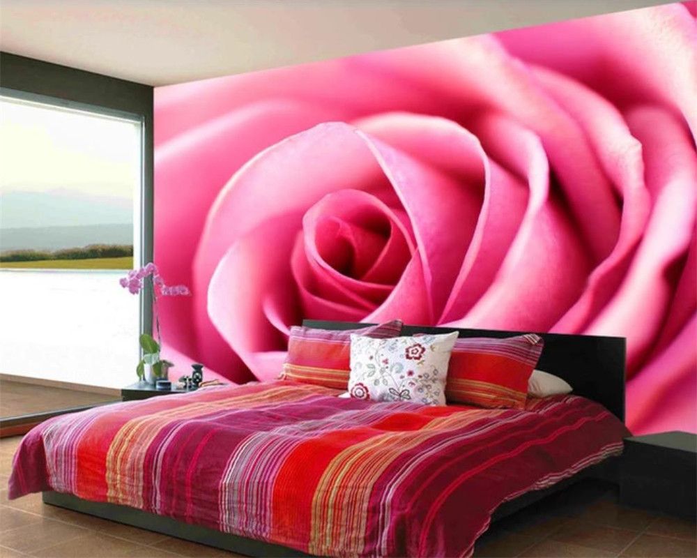 Custom Any Size 3d Wallpaper Beautiful Romantic Pink Rose TV Background Wall Romantic Flower Decorative Silk Custom Any Size 3d Wallpaper Beautiful Romantic Pink Rose TV Background Wall Romantic Flower Decorative Silk