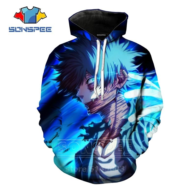 Dabi Hoodies Anime Printed Hoodies My Hero Academia Dabi Striped Hooded  Sweatshirt Pullover Autumn Winter Clothes - Hoodies \u0026 Sweatshirts -  AliExpress