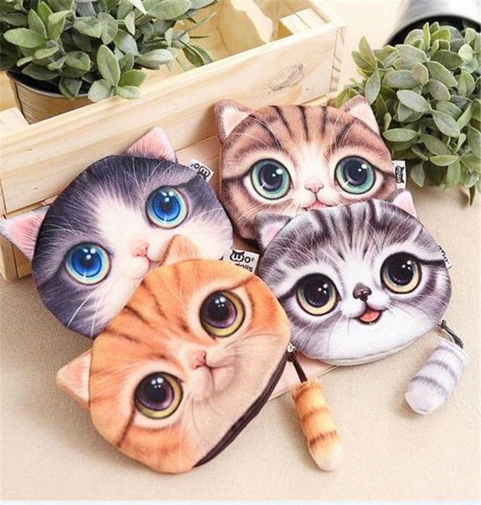 cat face coin purse