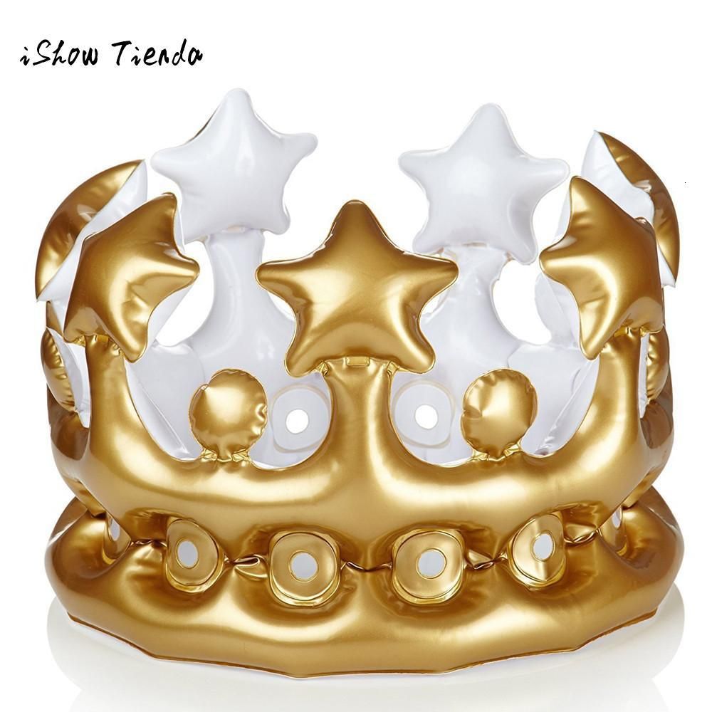 Compre Partido De Oro De La Princesa De Los Niños Del Pvc Corona Del Globo Del Cumpleaños Niños Del Sombrero Inflable Caps Favores Del Brillo Cumpleaños Diadema Decoraciones A 2 07 Del