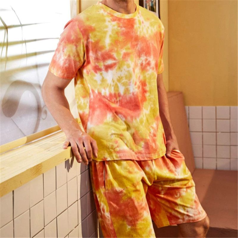 tie dye pajama short set