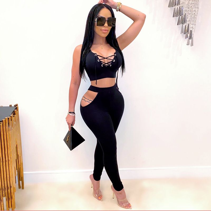 Womens Tracksuits Summer V Neck Cut Out 