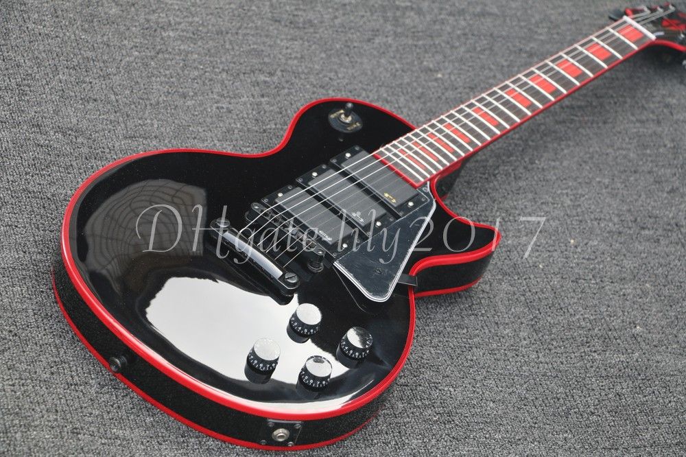 2018 New Electric Guitar Black Guitar Custom Red Edge, 3 Pickups, Black Hardware Custom shop Free Shipping