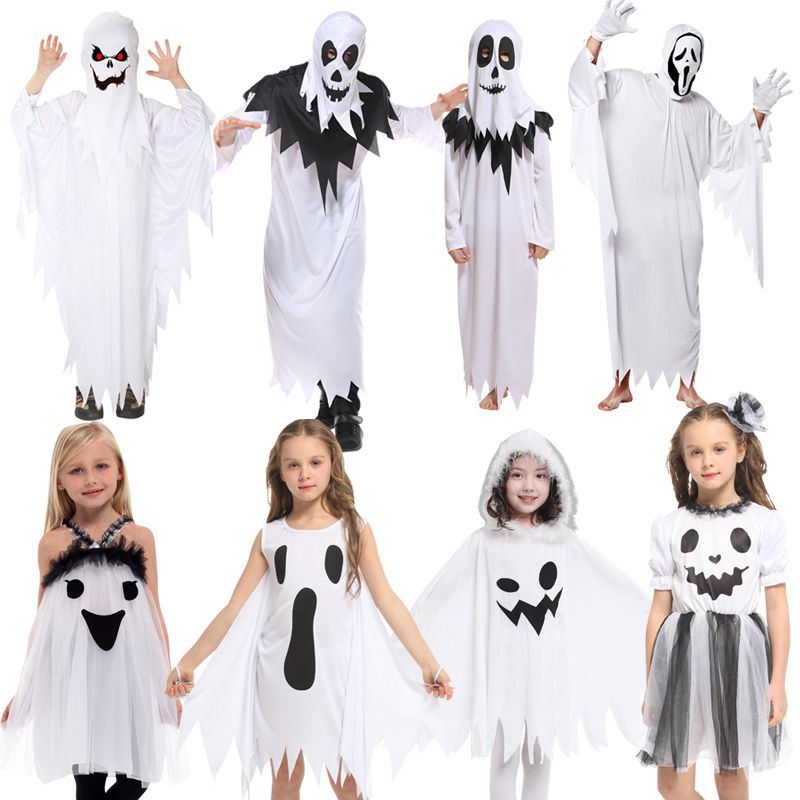 Niño Disfraz De Fantasma Blanco Talla 3 para fiesta de Halloween Vestido de fantasía