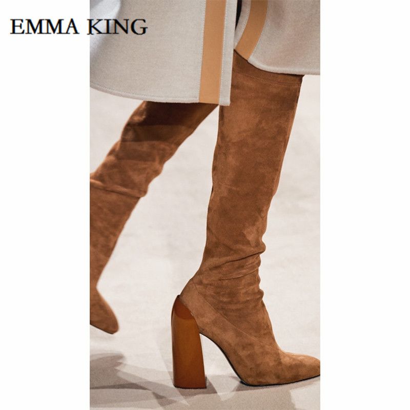 beige suede thigh high boots