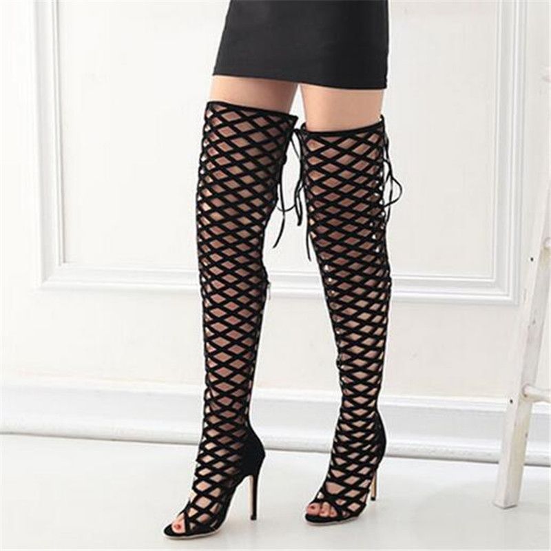 peep toe gladiator boots