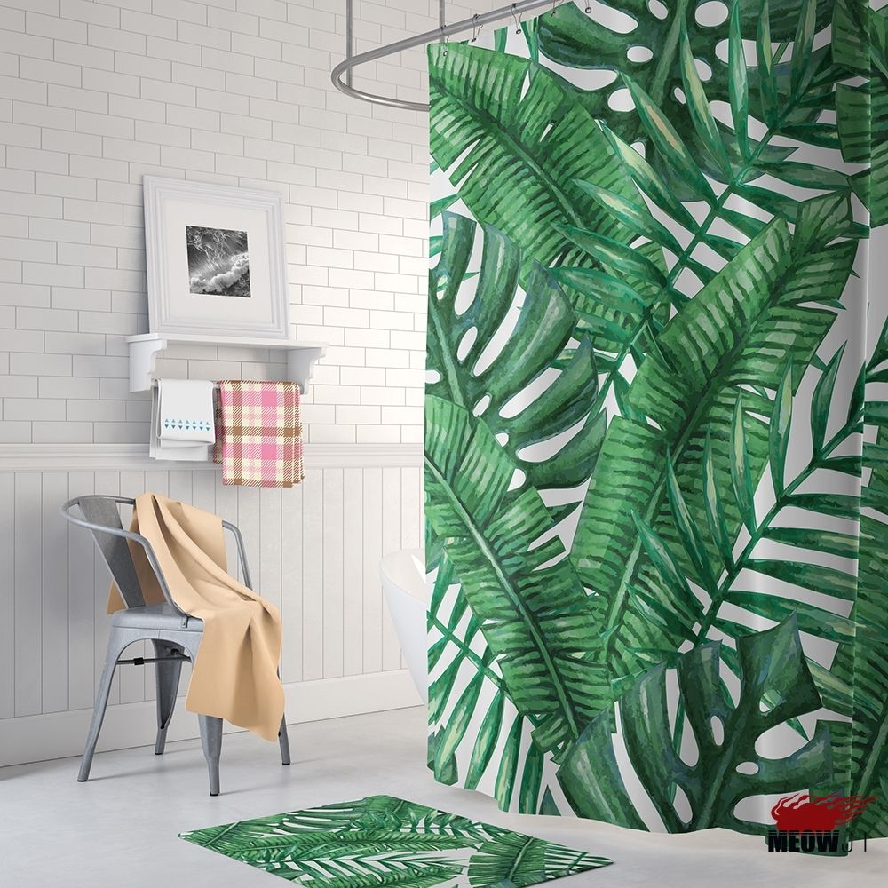 2020 Tropical Tungle Green Leaves Shower Curtain Printed Polyester Fabric Bathroom Decor Curtain With Hooks From Highqualit05 39 1 Dhgate Com