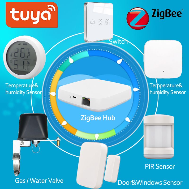 Alarm Systems Tuya Zigbee Kit Smart Home PIR Sensor Door Temperature
