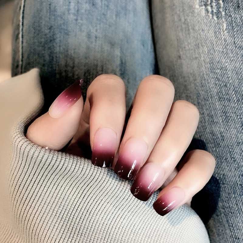 French Pink Gradient Color Nail Art Sharp Artificial Full Cover False Fake Nails Tip Acrylic Fake Nail Sweet Decor From Caiyecao 10 65 Dhgate Com