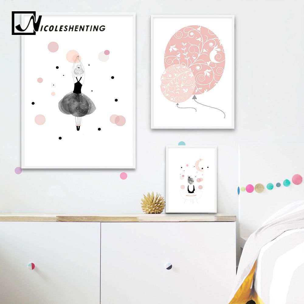 2020 Lovely Girl Balloon Wall Art Canvas Poster Cartoon Nursery Prints Painting Nordic Kids Decoration Picture Baby Bedroom Decor From Goodcomfortable 3 55 Dhgate Com