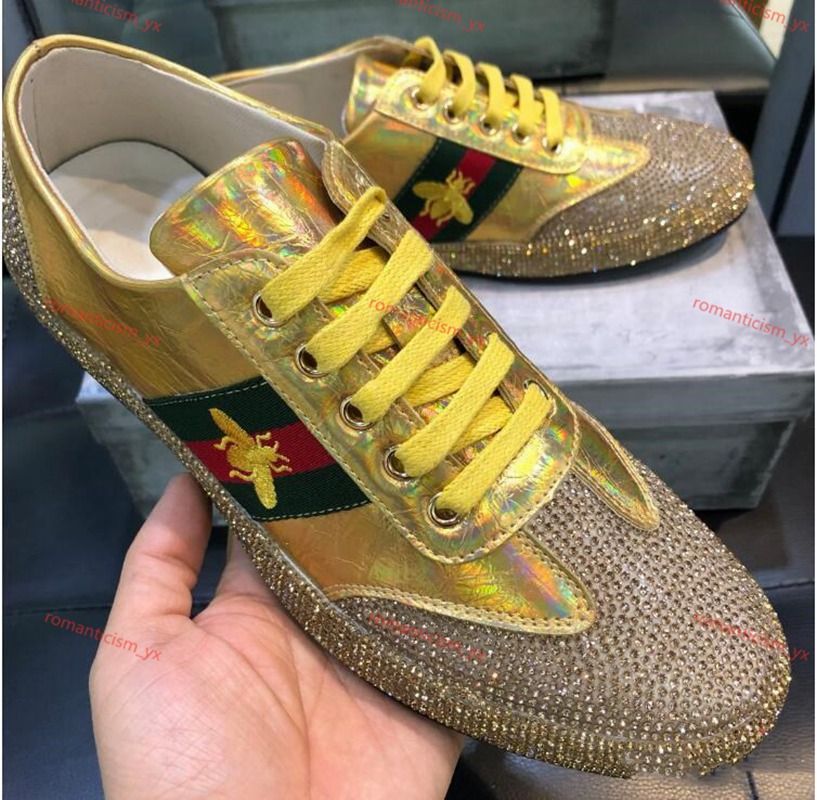 gold slip on tennis shoes