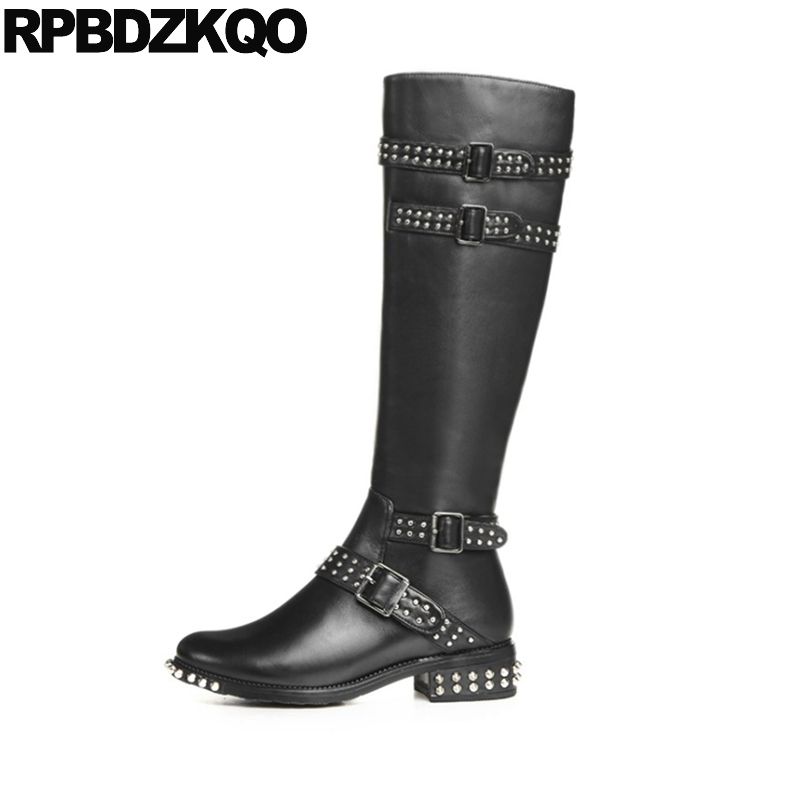 womens black leather boots low heel