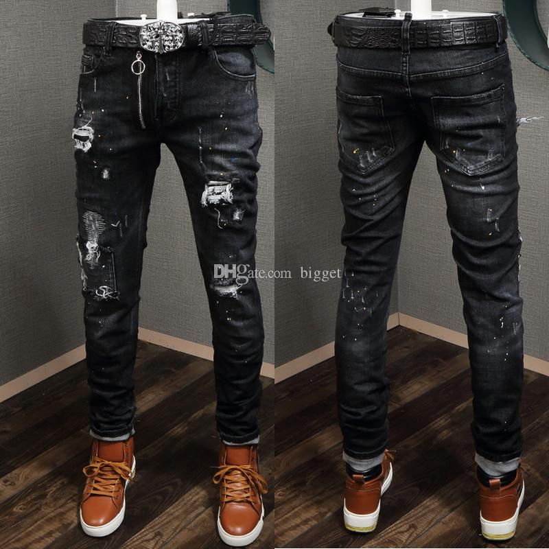 Black Damaged Jeans Distressed Vintage 