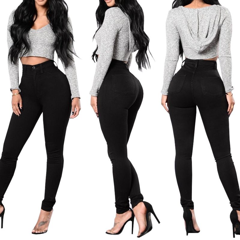 Jeans Para Mujer 2021 Mujeres Negro Blanco Cintura Alta Cintura Splack Pantalones Pantalones Lápices Leggings Sexy Fit Y Casual Llevar De 52,9 € | DHgate