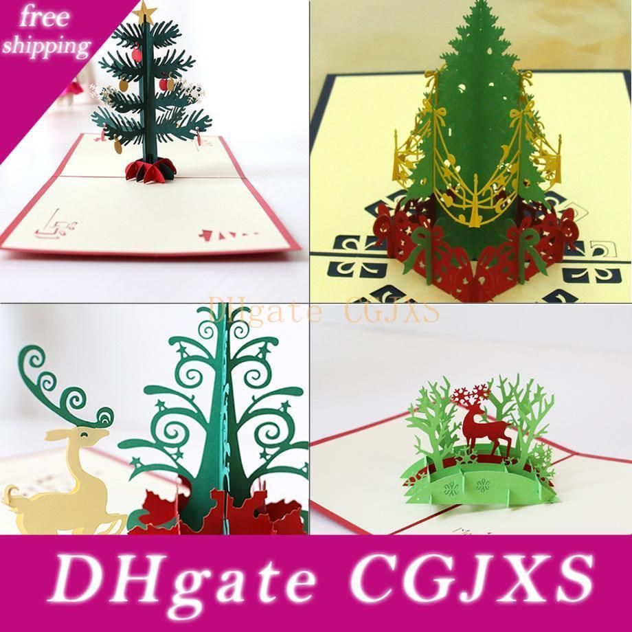 New Handmade Christmas Cards Creative Kirigami Origami 3d Pop Up Greeting Card With Christmas Tree Desgin Postcards For Kids Friends Order Christmas Cards Paper Greeting Card From Palameila 3 60 Dhgate Com