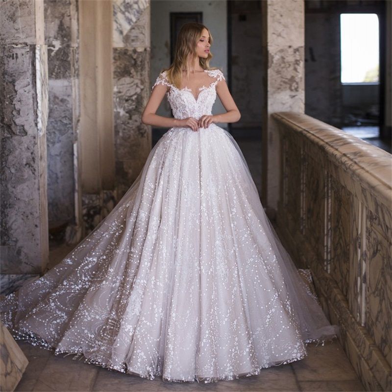 Acquistare Abiti Da Sposa Sexy Senza Schienale Glitter Branelli Di Pizzo  Applique Puffy Tulle Abito Da Sposa Vintage Personalizzato Sweep Train Abito  Da Sposa Economico | Consegna Veloce E Qualità | DHgate Italy
