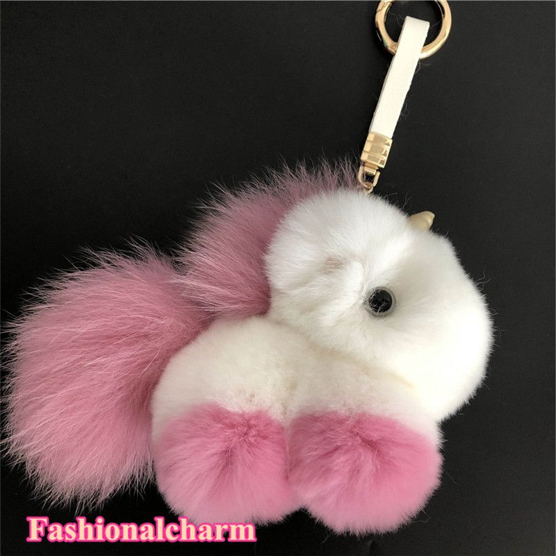 pink real rabbit rex fur unicorn