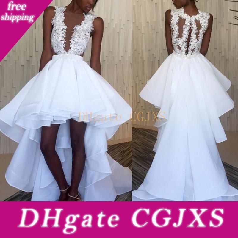 white high low prom dress