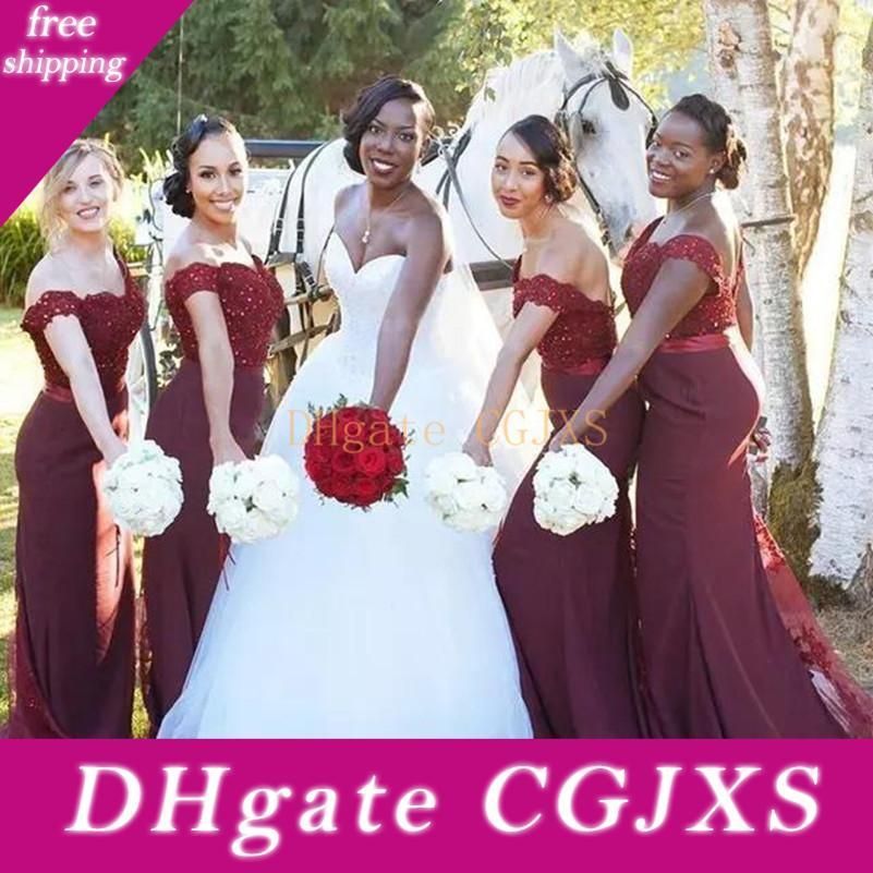 burgundy bridesmaid dresses mermaid