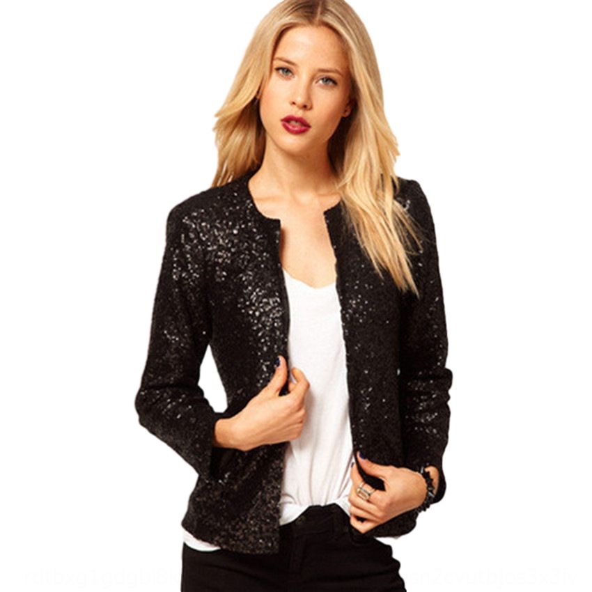 black sequin long jacket