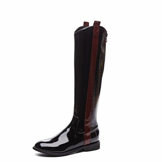wide calf patent leather boots