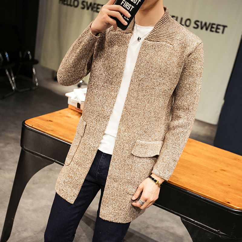 Autumn Winter Long Sweater Cardigan Men 