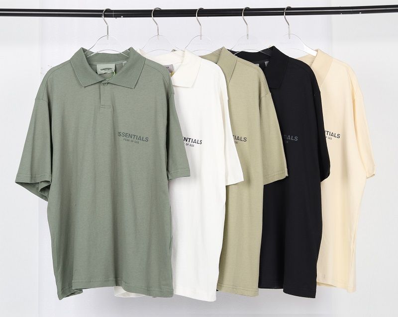 20SS FEAR OF GOD ESSENTIALS Reflective Logo Polo Oversize T Shirt