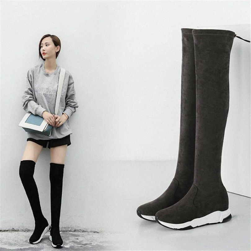grey velvet thigh high boots