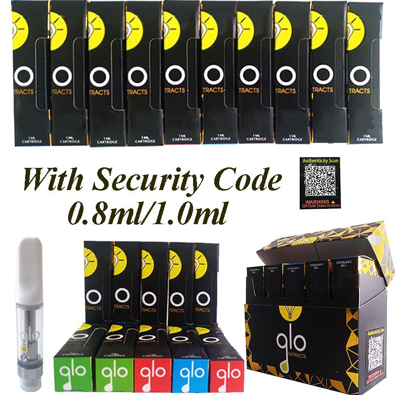 Glo Carts Empty Vape Pen Cartridge Packaging 0.8ml 1ml Ceramic