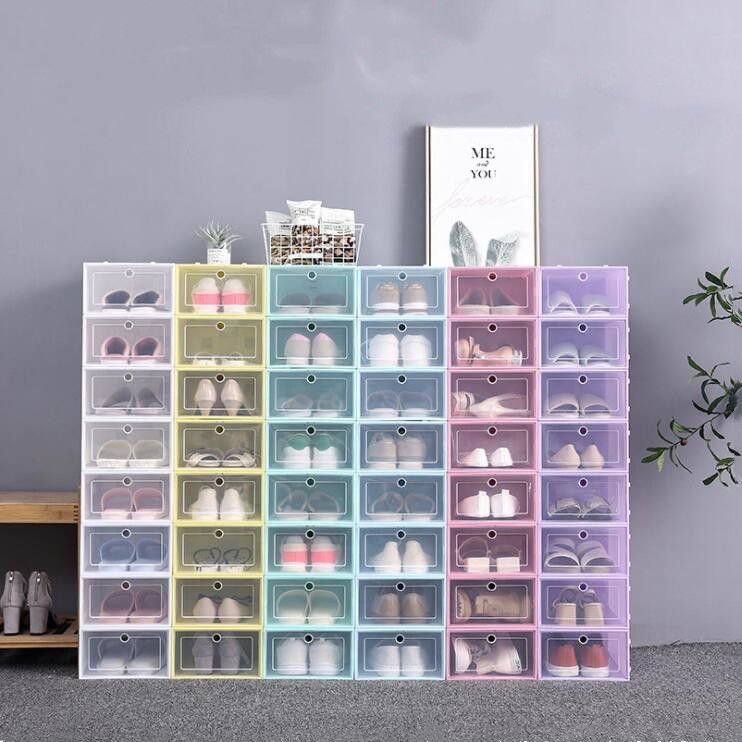 Cajas de almacenamiento de zapatos de plástico Color de Zapatos apilables Organizador Caja Apilable