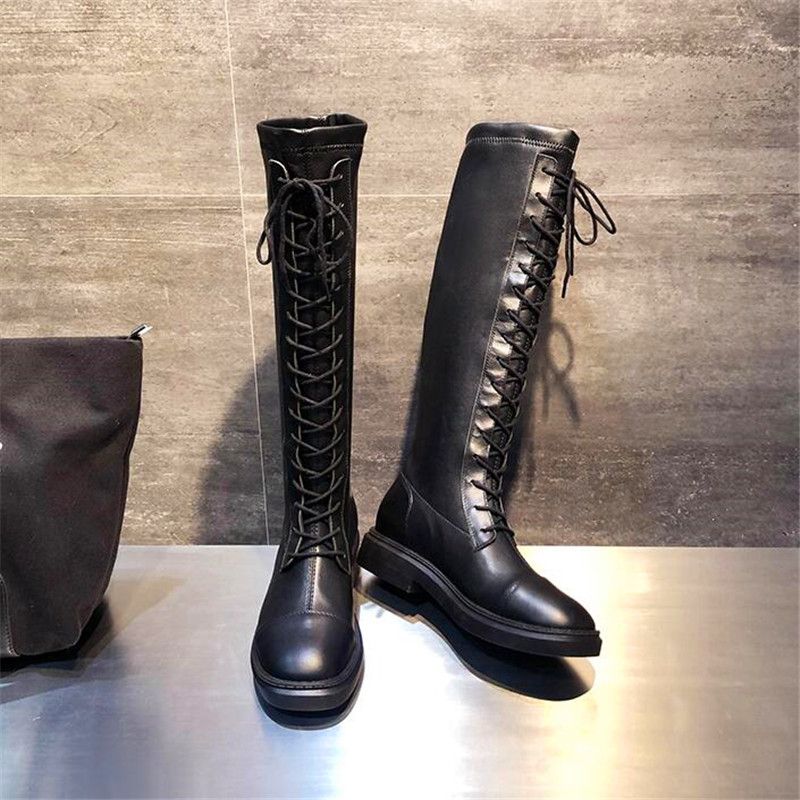 flat heeled knee high boots
