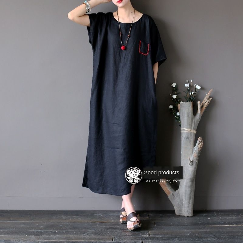 hand embroidery black dress