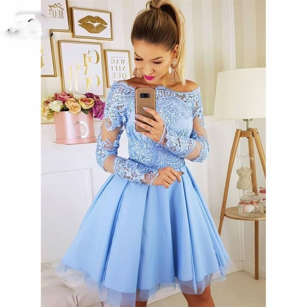 Modest Off Shoulder Homecoming Dresses 