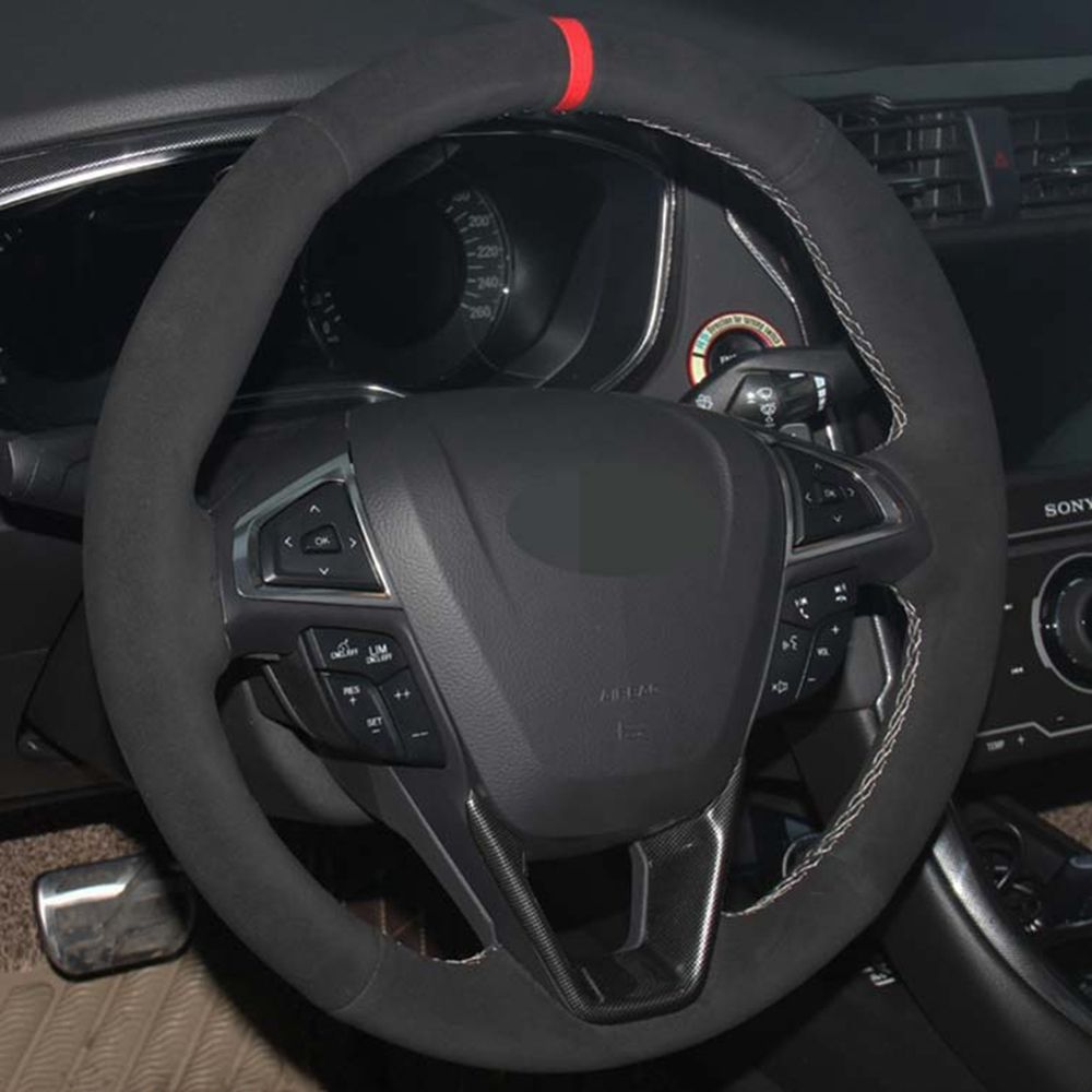 Black Suede Car Steering Wheel Cover for Ford Mondeo Fusion 2013-2019 EDGE 2015 Black Suede Car Steering Wheel Cover for Ford Mondeo Fusion 2013-2019 EDGE 2015