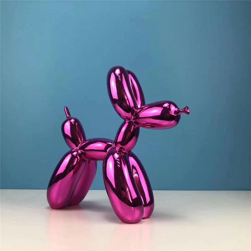 Mode globo perro resina escultura creativas estatuas Pink