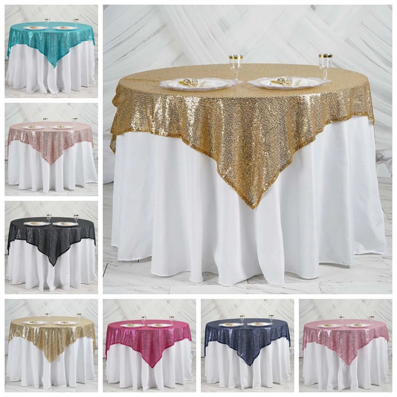 Glitter Sequin Tablecloth Overlay Square Table Cloth Over For Wedding