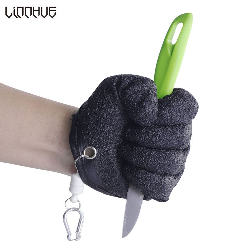 Neue 1Pcs Non Slip Latex-Handschuhe Angeln Outdoor-Handschuhe mit Magneten Latex Protact Hand von Puncture-Fischen-Werkzeug