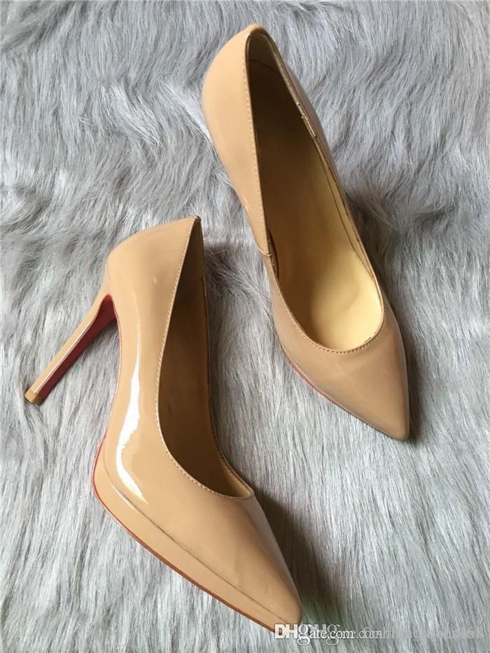With Box New Simple Women High Heels Pump In Nude Leather New In Peep