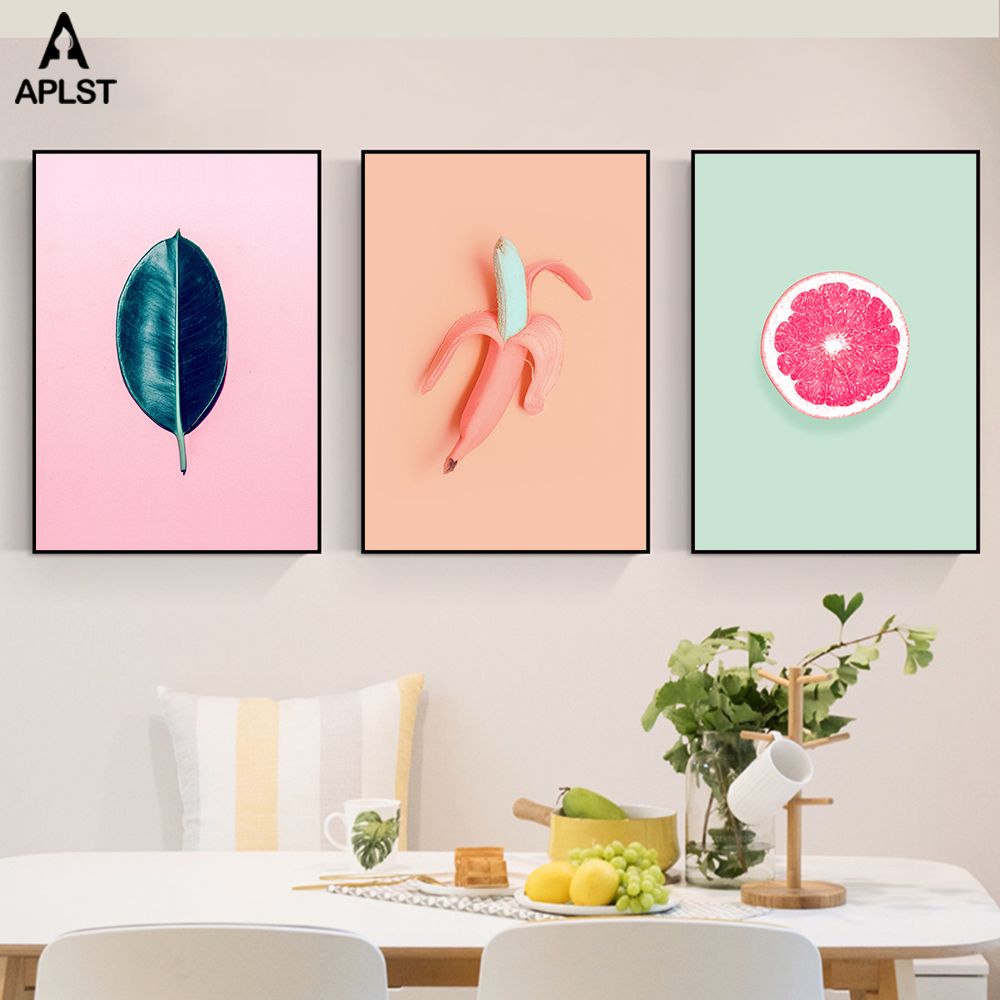 2020 Fruit Banana Orange Candy Color Canvas Print Paintings Tropical Plant Leaf Poster Kitchen Decor Dining Room Picture Wall Art From Designerwallet1 3 13 Dhgate Com